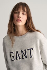GANT Grey Relaxed Fit Embroidered Logo Sweatshirt - Image 3 of 4