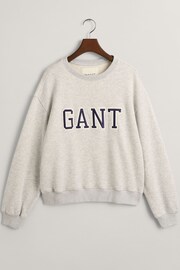 GANT Grey Relaxed Fit Embroidered Logo Sweatshirt - Image 4 of 4