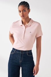 GANT Pink Shield Cap Sleeve Piqué Polo Shirt - Image 1 of 2