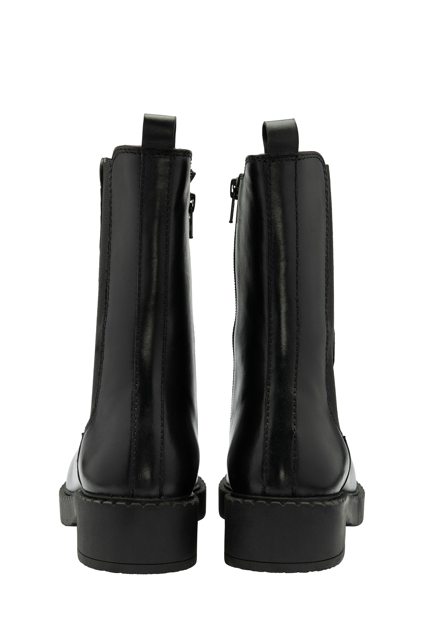 Buy Ravel Black Leather High Cut Gusset Chelsea Boots from the