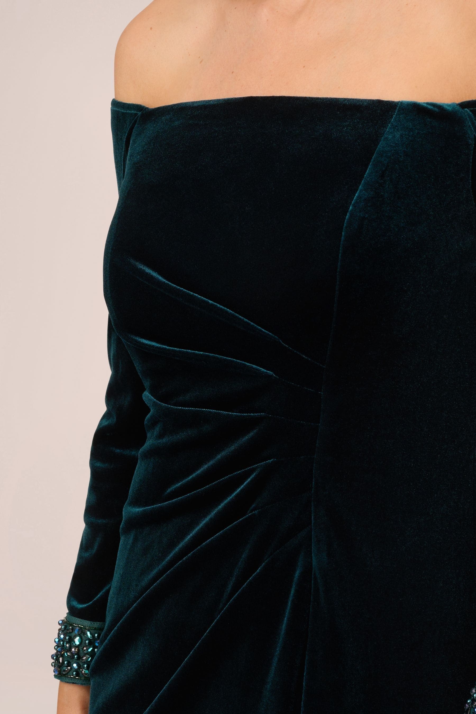 Adrianna papell green velvet dress best sale