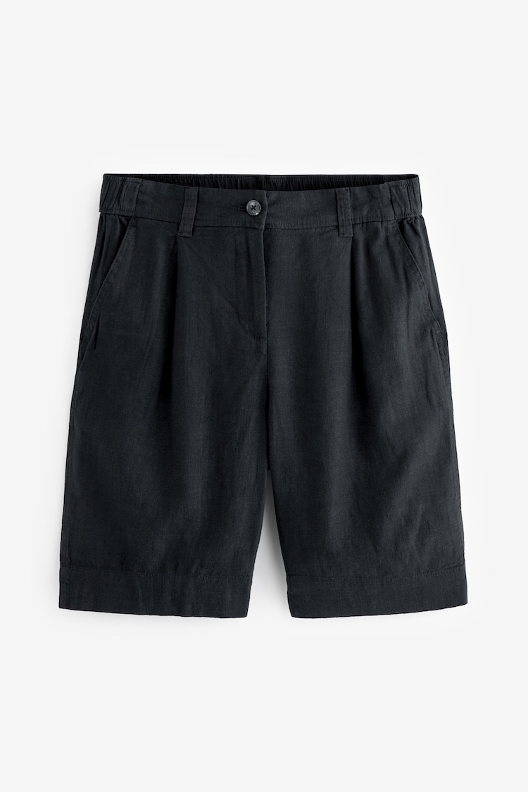 Black Linen Blend Knee Length Shorts - Image 5 of 6