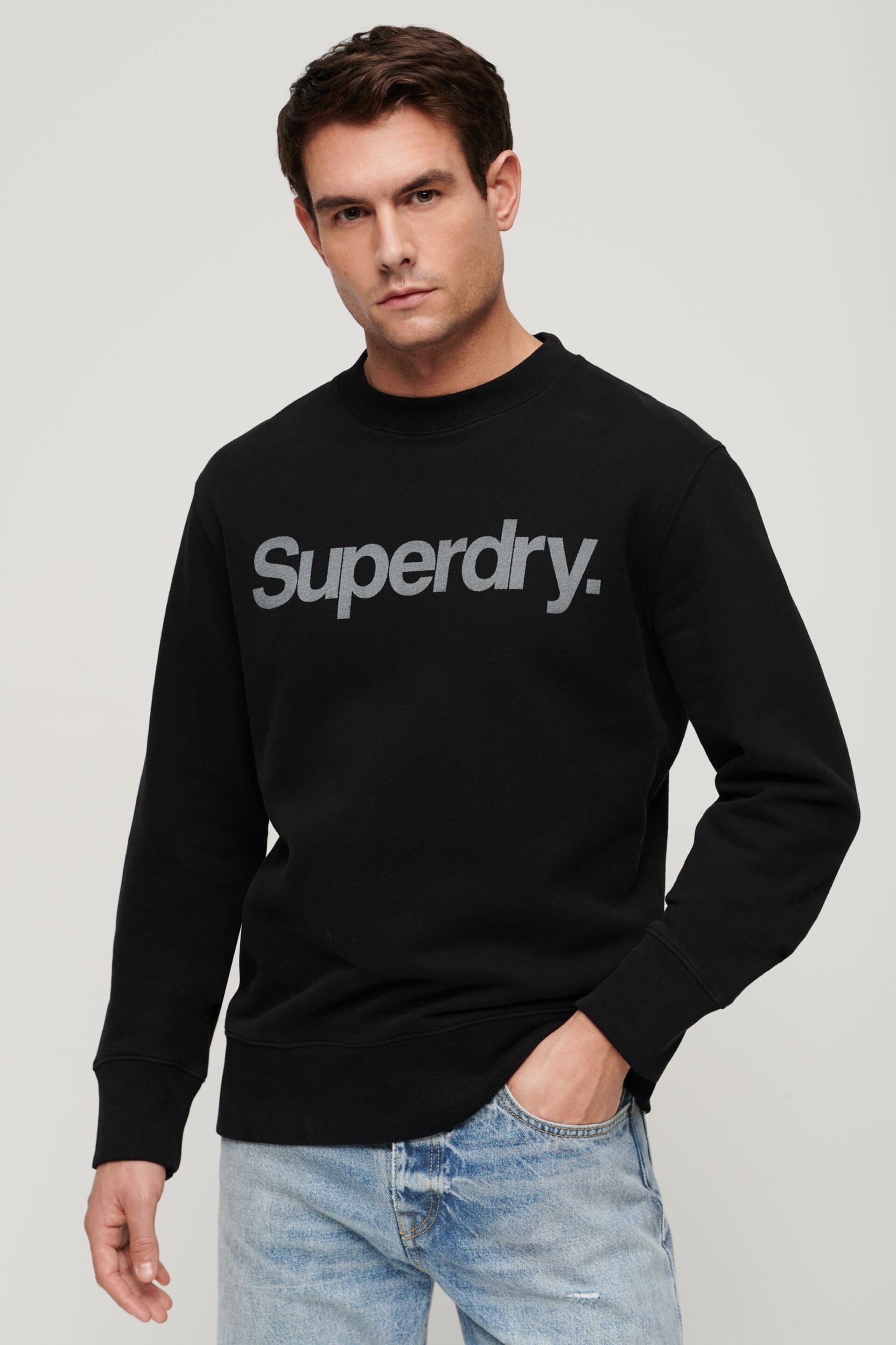 Superdry Black City Loose Crew Sweatshirt - Image 1 of 3