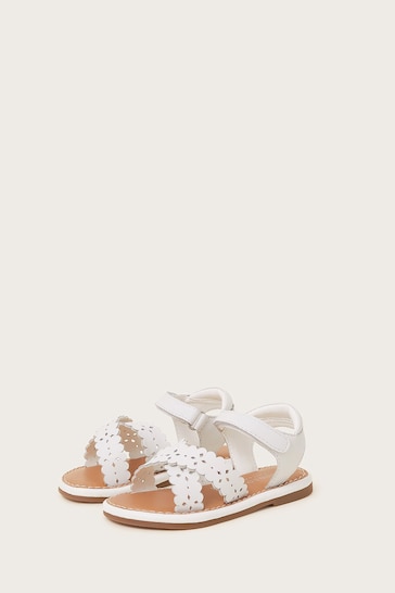 Monsoon White Leather Cutwork Sandals