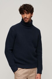 Superdry Blue The Merchant Store Textured Roll Neck Jumper - Image 1 of 3