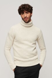 Superdry Cream The Merchant Store Roll Neck Jumper - Image 1 of 3