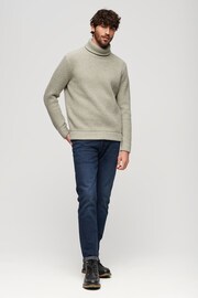 Superdry Grey The Merchant Store - Textured Roll Neck Jumper - Image 2 of 3