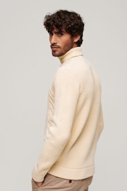 Superdry White The Merchant Store Cable Roll Neck Jumper - Image 2 of 3