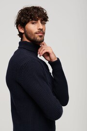 Superdry Blue The Merchant Store Cable Roll Neck Jumper - Image 3 of 3