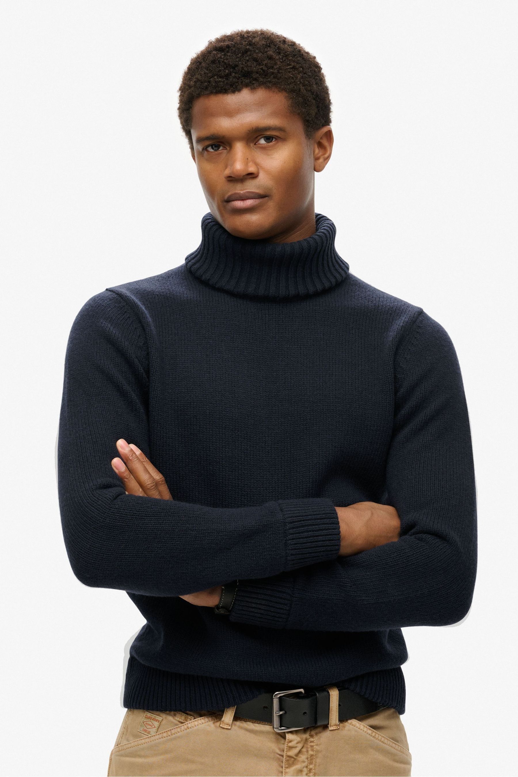 Buy Superdry Blue The Merchant Store Roll Neck Jumper from Next United Arab Emirates