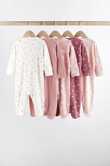 Pink Baby Sleepsuits 5 Pack (0-2yrs)