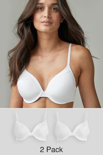 White Light Pad Full Cup Smoothing T-Shirt Bras 2 Pack