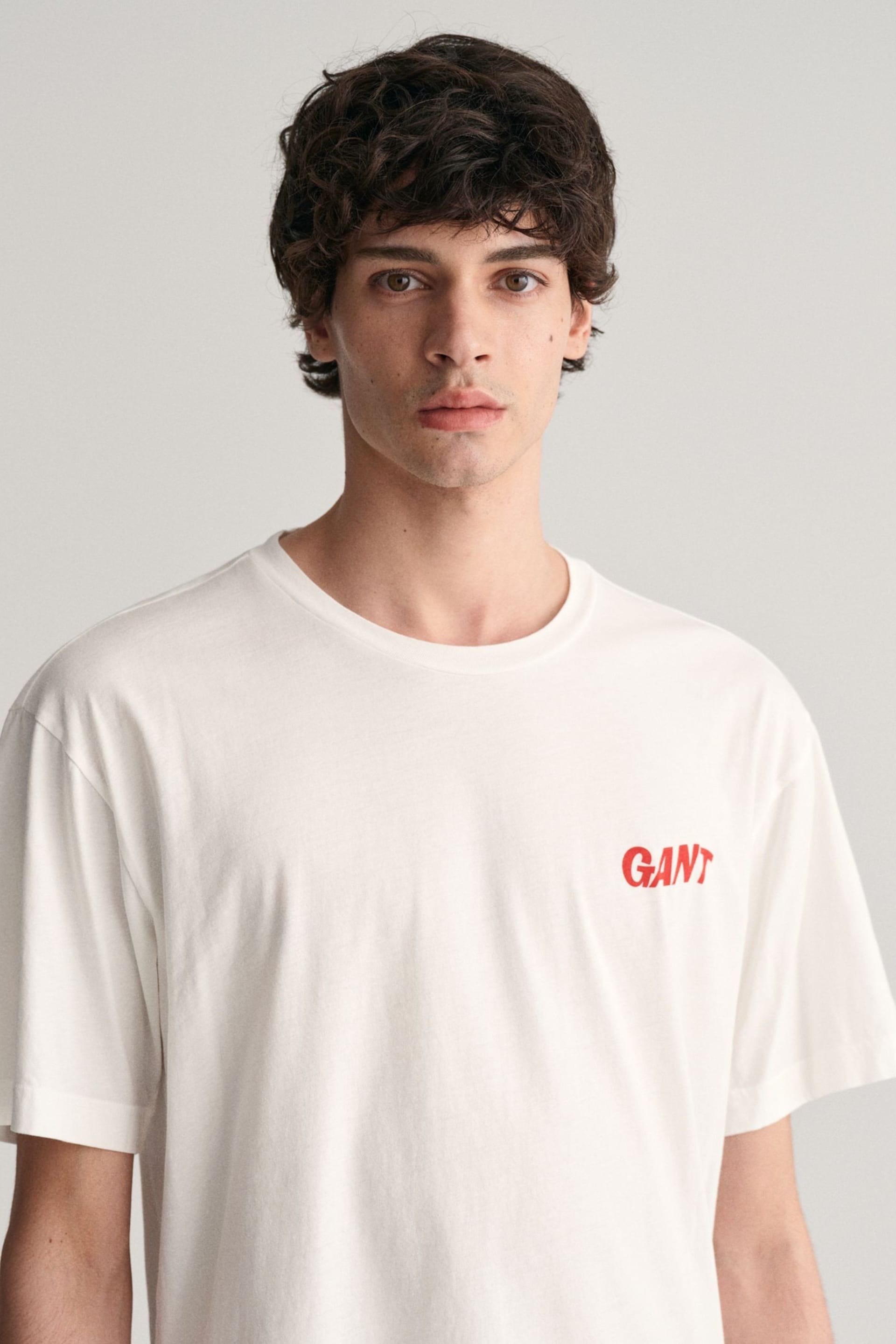 GANT White Washed Graphic T-Shirt - Image 8 of 10
