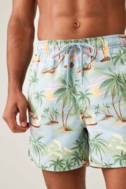 GANT Sky Blue Palm Print Swim Shorts - Image 4 of 6