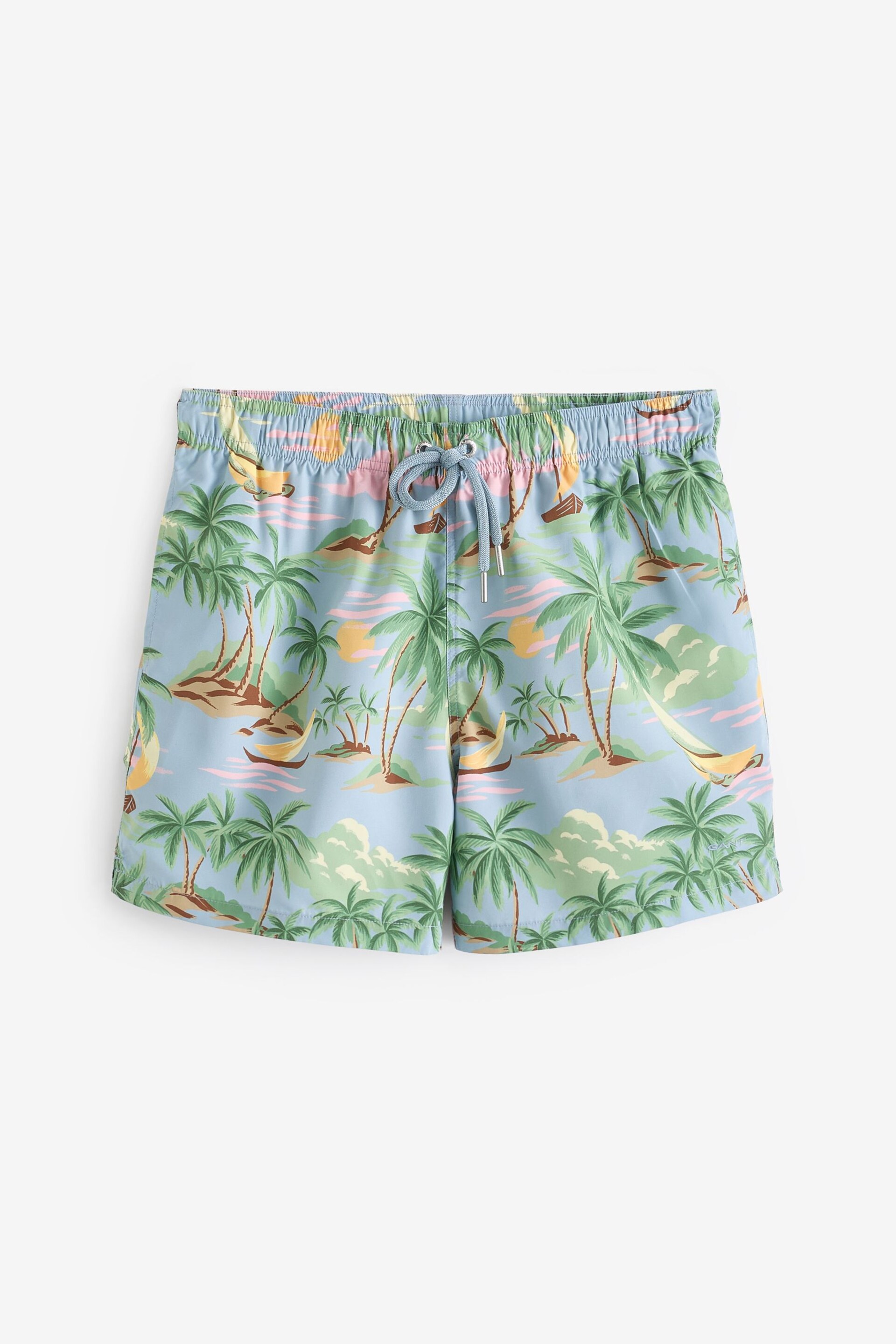 GANT Sky Blue Palm Print Swim Shorts - Image 6 of 6