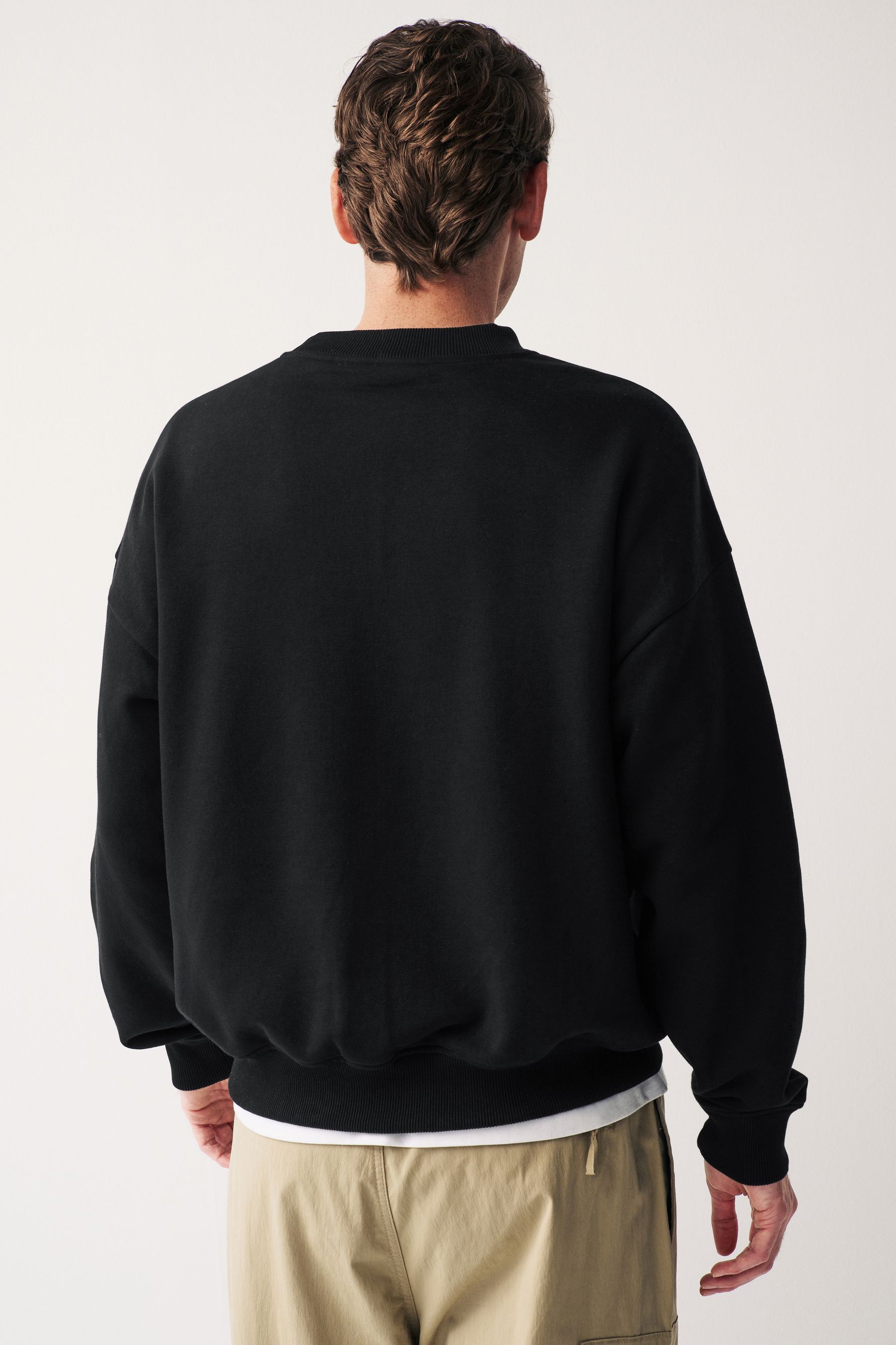 Buy Black Oversized Crew Sweatshirt from the Next UK online shop