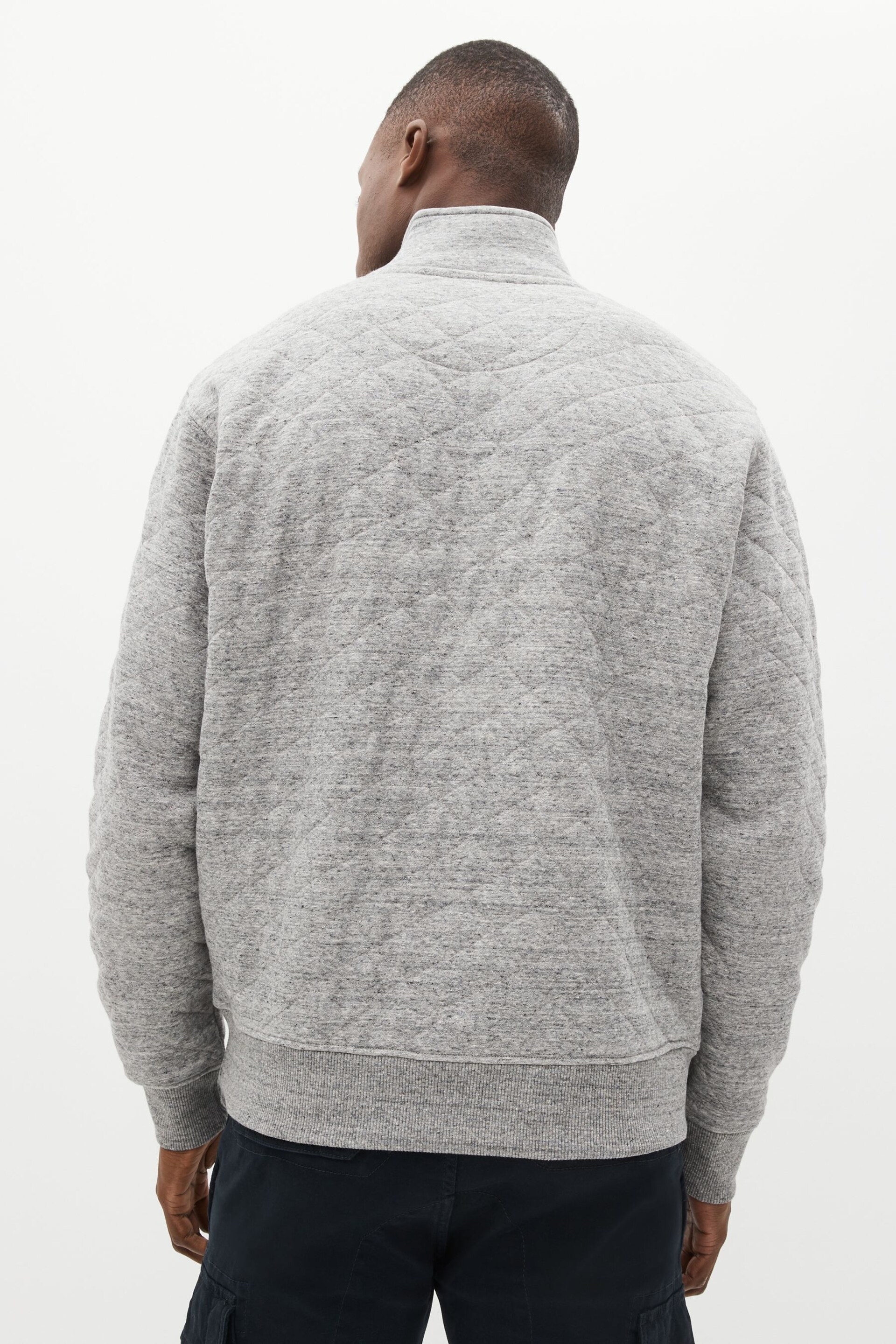 Grey Quilted Sweatshirt Hoodie - Image 3 of 8