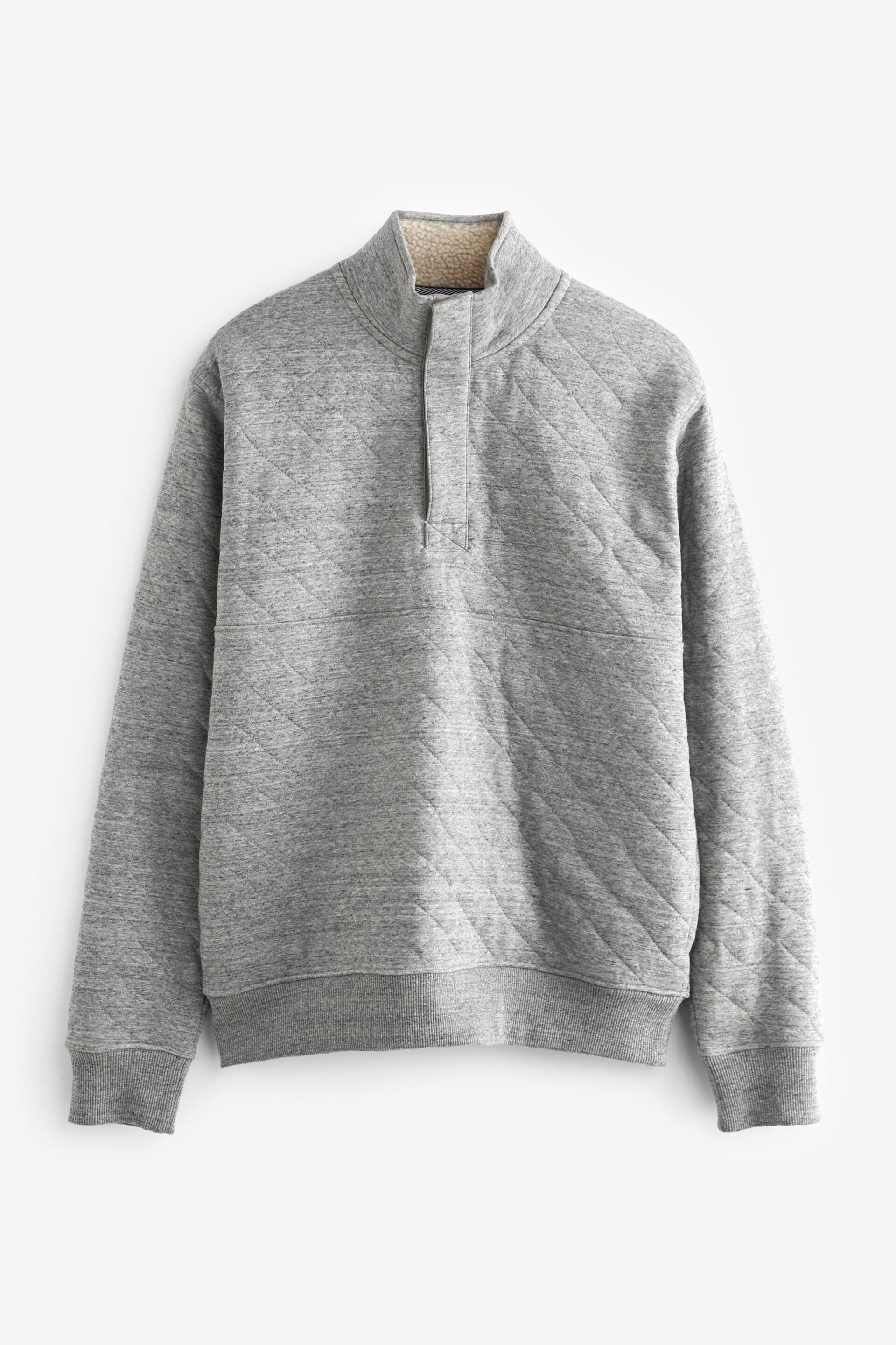 Grey Quilted Sweatshirt Hoodie - Image 6 of 8