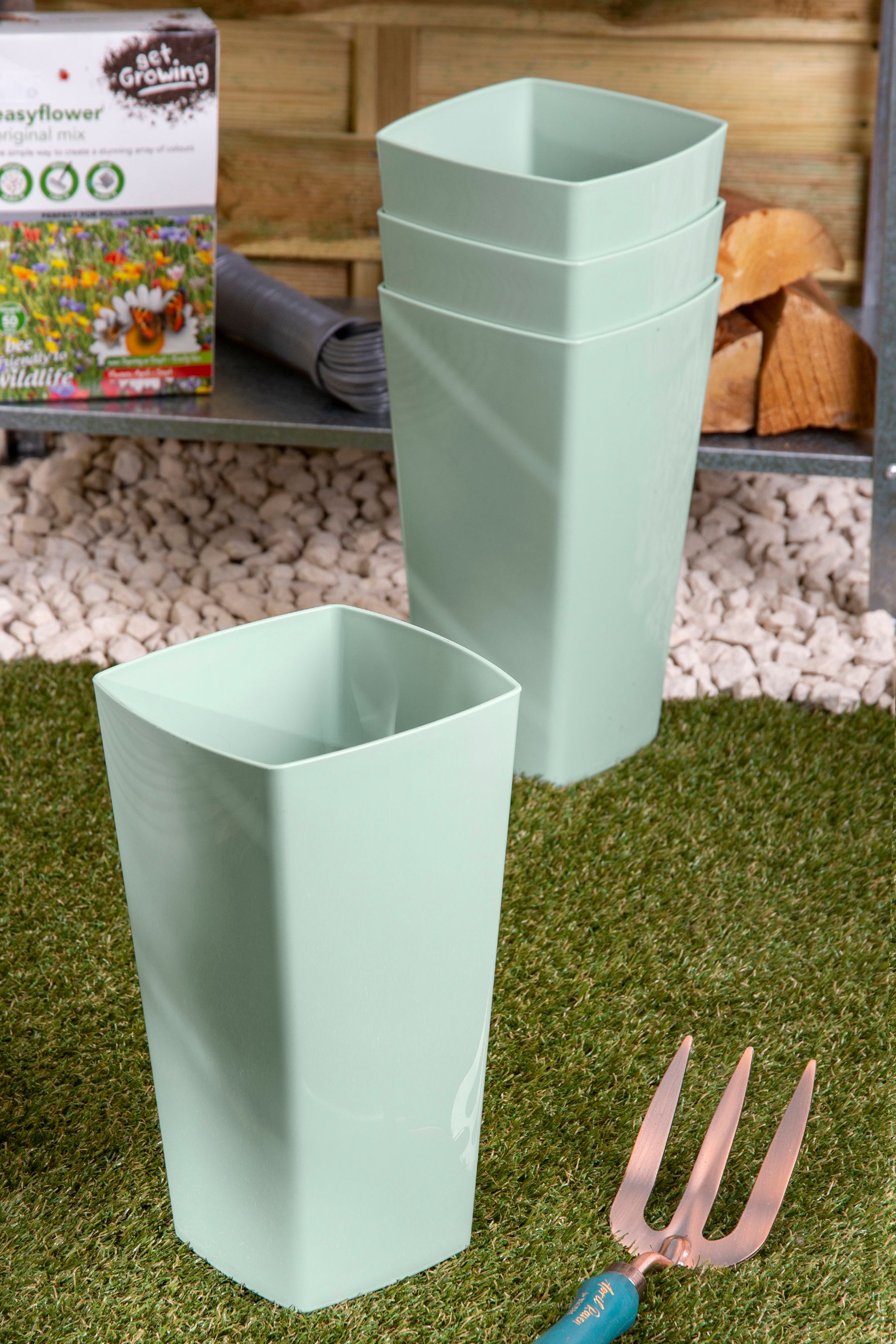 Tall plastic store planters