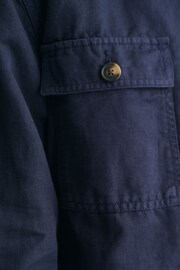 GANT Blue Relaxed Fit Cotton Linen Twill Overshirt - Image 6 of 7