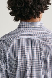 GANT Blue Regular Fit Micro Checked Poplin Shirt - Image 4 of 6