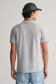 GANT Grey Tipped Piqué Polo Shirt - Image 2 of 5