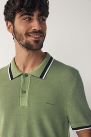 GANT Green Cotton Piqué Knitted Polo Shirt - Image 4 of 5