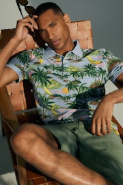 GANT Blue Hawaiian Print Polo Shirt - Image 1 of 8