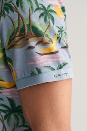 GANT Blue Hawaiian Print Polo Shirt - Image 7 of 8