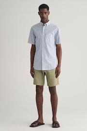 GANT Blue Regular Fit Striped Cotton Linen Shirt - Image 3 of 5