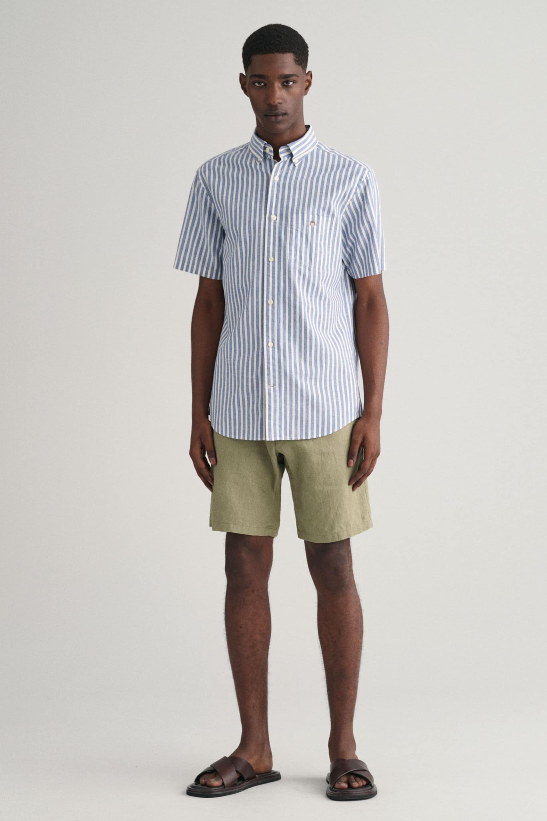 GANT Regular Fit Striped Cotton Linen Shirt - Image 3 of 5