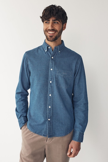 GANT Blue Regular Fit Dot 100% Cotton Shirt