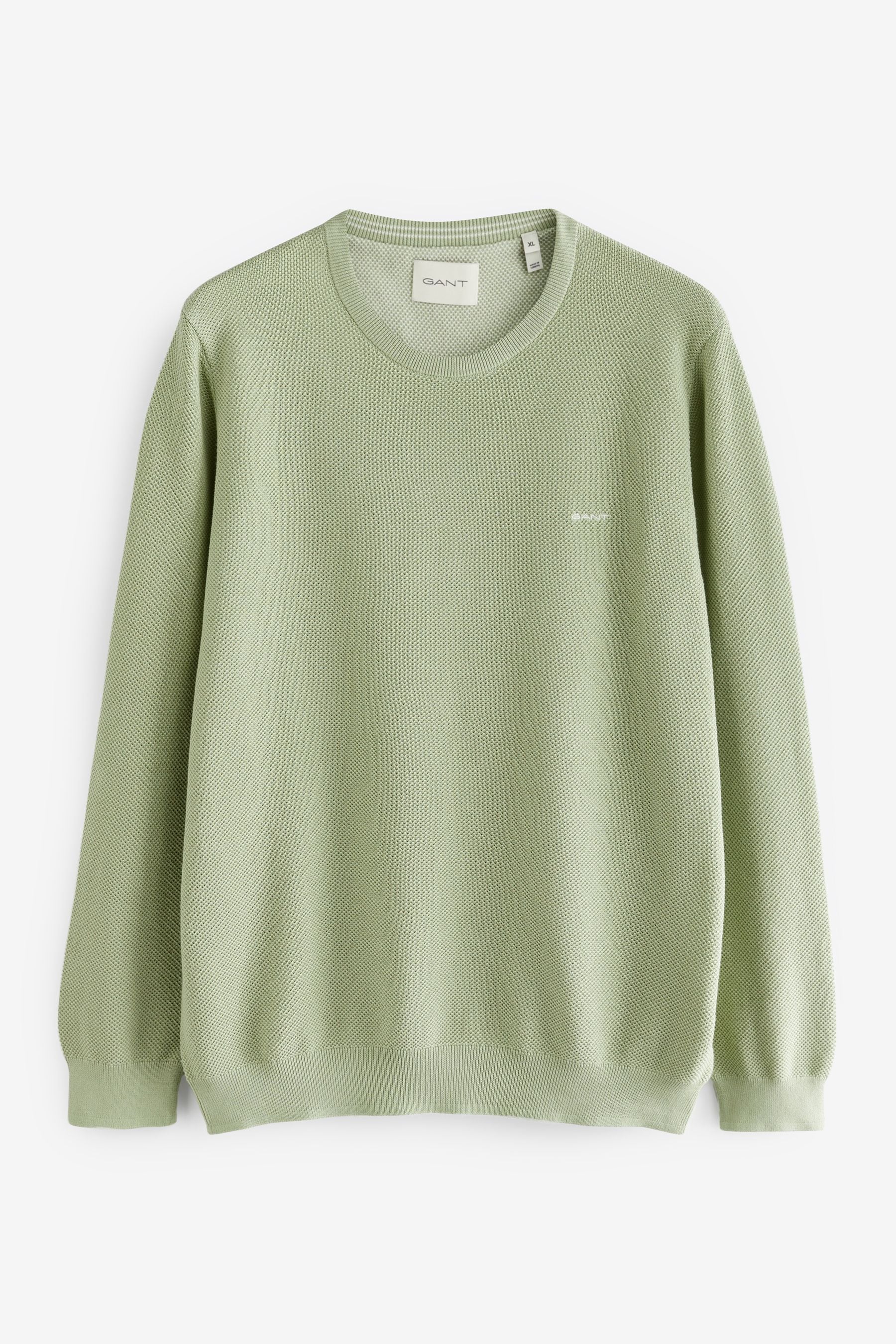 Buy GANT Light Green Cotton Pique Crew Neck Jumper from Next Luxembourg