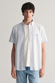 GANT Blue Regular Fit Gingham Poplin Short Sleeve Shirt - Image 1 of 5