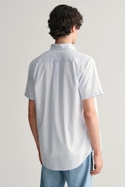 GANT Blue Regular Fit Gingham Poplin Short Sleeve Shirt - Image 2 of 5