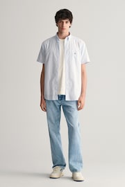 GANT Blue Regular Fit Gingham Poplin Short Sleeve Shirt - Image 3 of 5