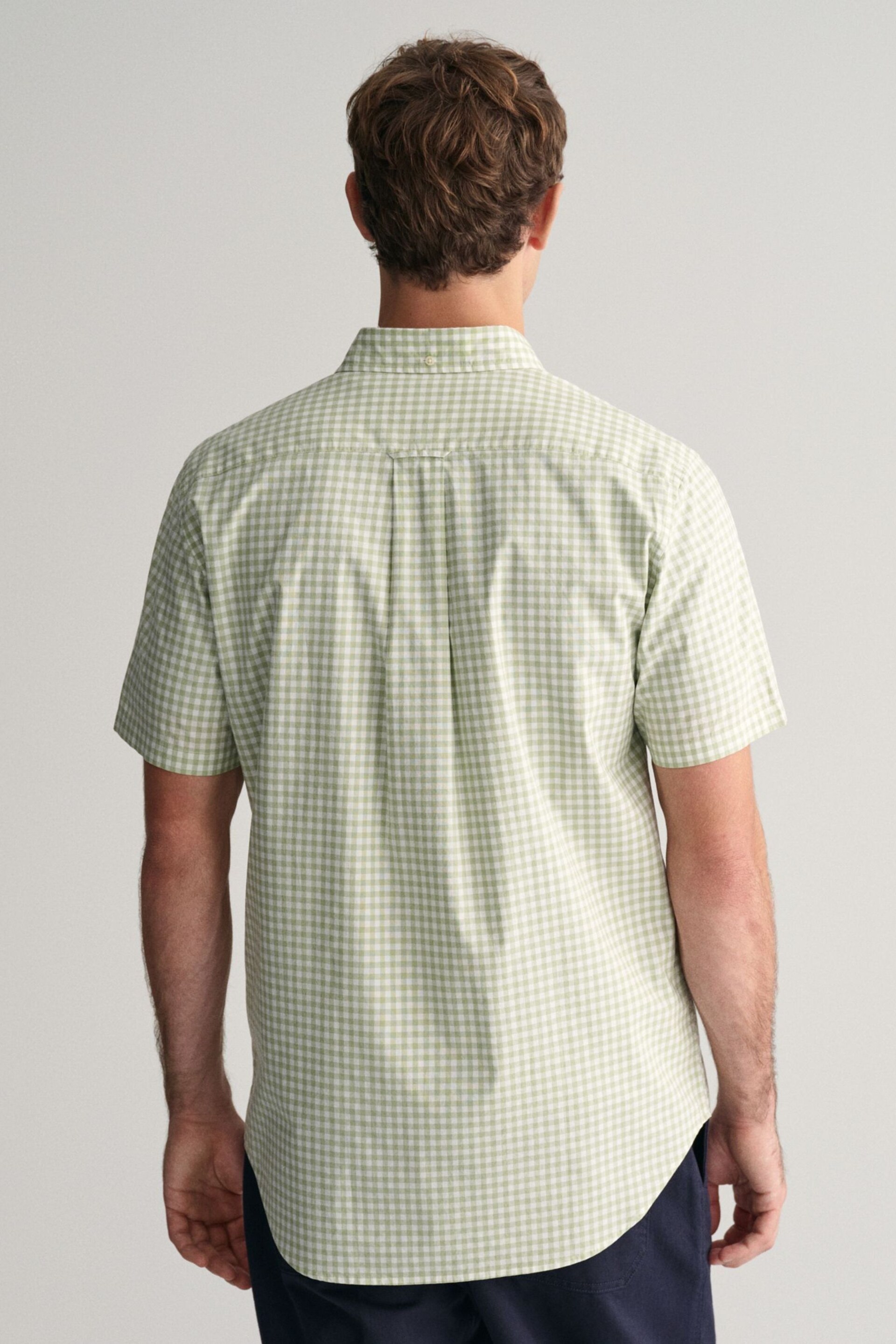 GANT Regular Fit Gingham Poplin Short Sleeve Shirt - Image 2 of 5