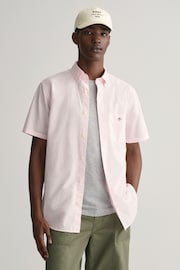 GANT Pink Regular Fit Poplin Short Sleeve Shirt - Image 1 of 5