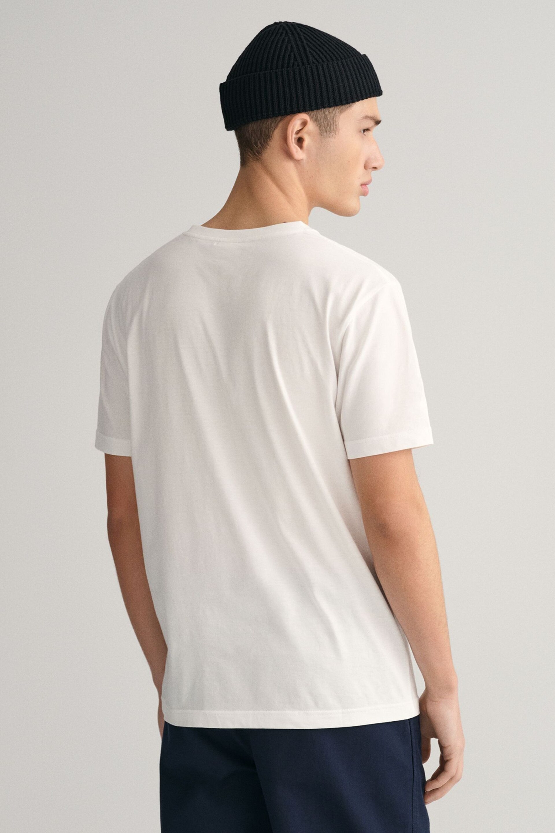 GANT White Embroidered Archive Shield T-Shirt - Image 2 of 4