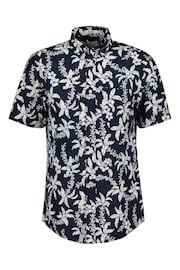 GANT Regular Fit Palm Print Cotton Linen Short Sleeve Shirt - Image 1 of 1