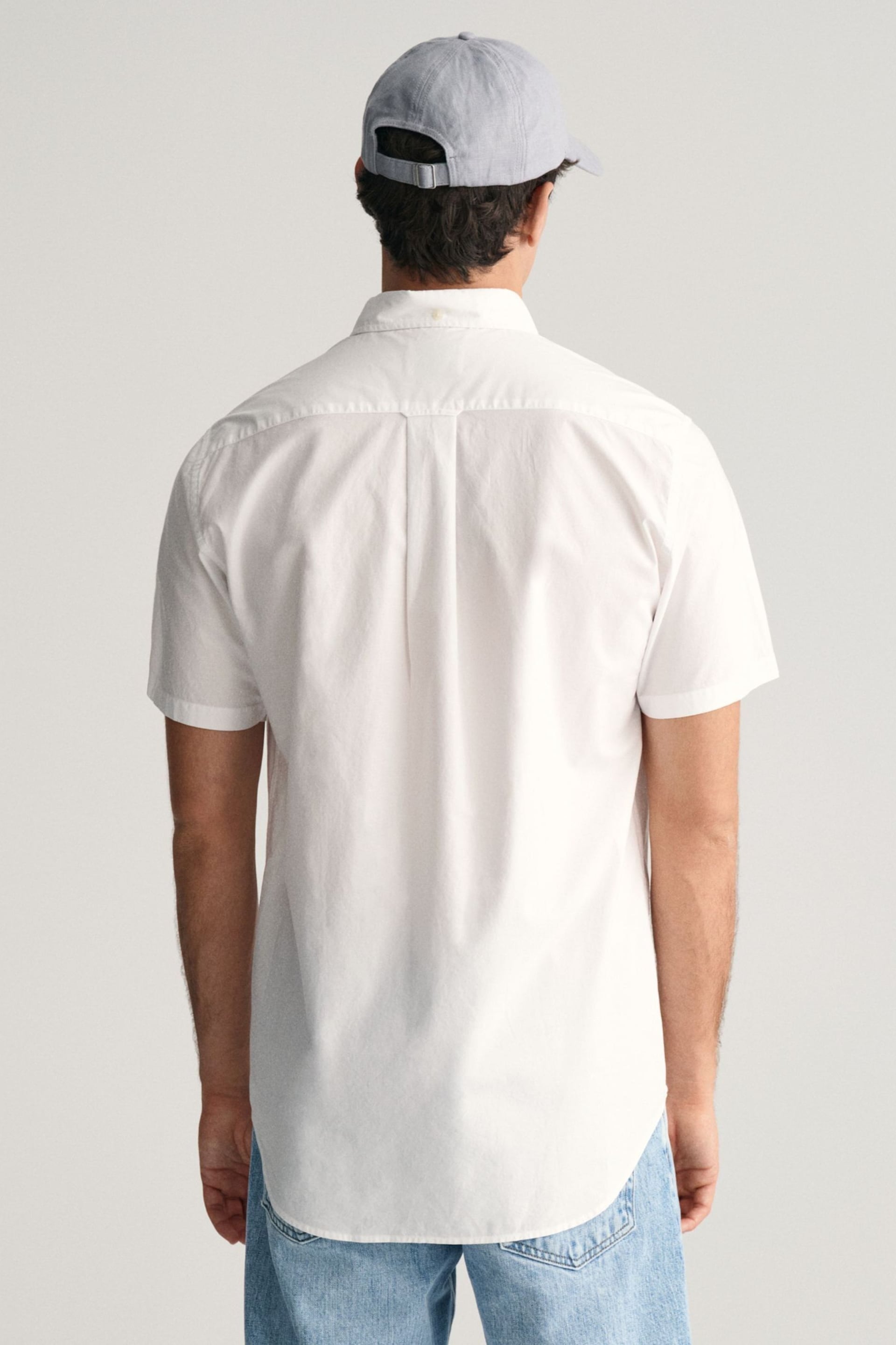 GANT White Regular Fit Poplin Short Sleeve Shirt - Image 2 of 6