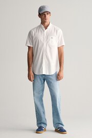 GANT White Regular Fit Poplin Short Sleeve Shirt - Image 3 of 6
