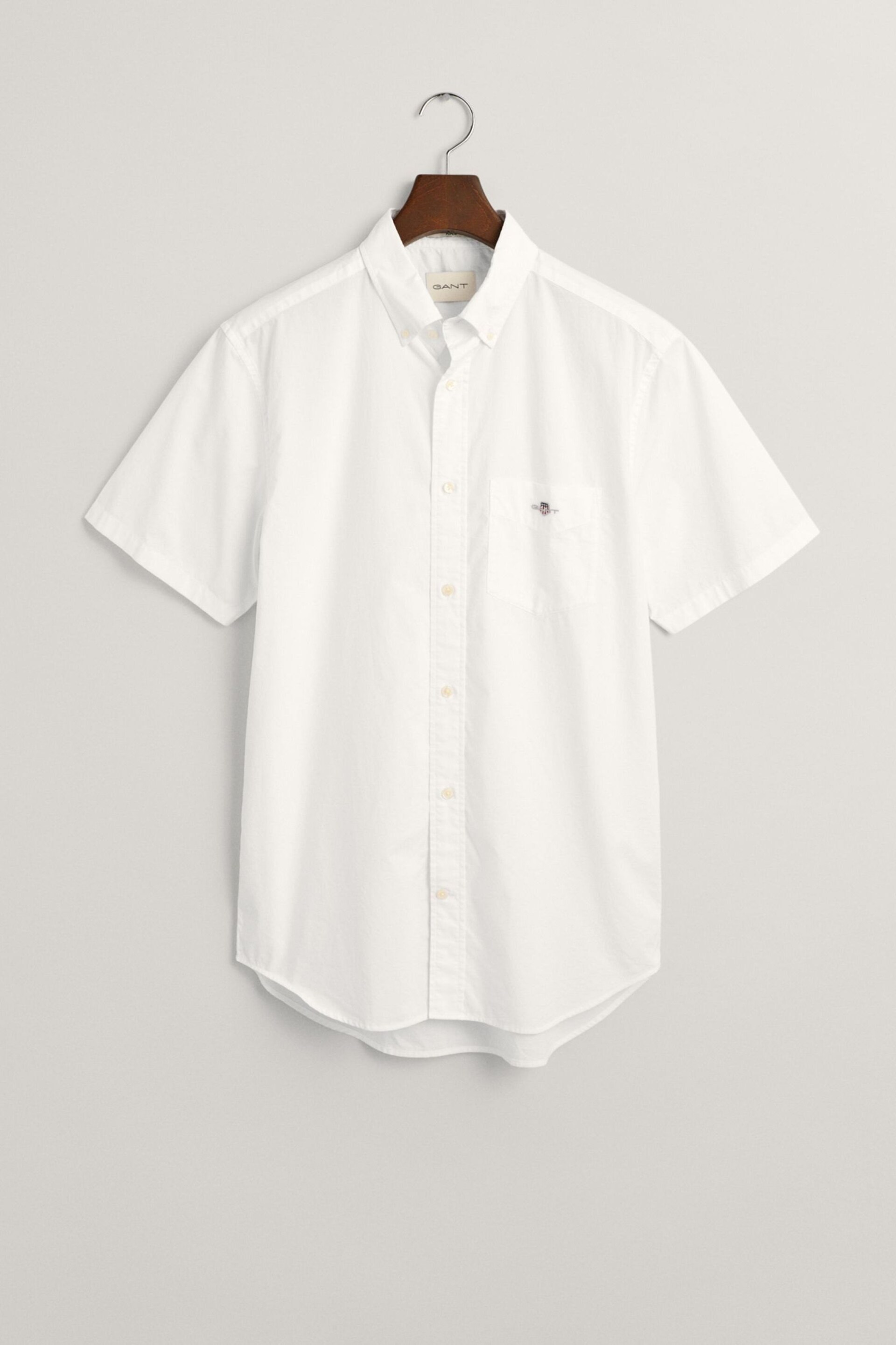 GANT White Regular Fit Poplin Short Sleeve Shirt - Image 6 of 6