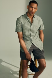 GANT Regular Fit Cotton Linen Short Sleeve Shirt - Image 2 of 5