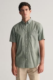 GANT Regular Fit Cotton Linen Short Sleeve Shirt - Image 4 of 5