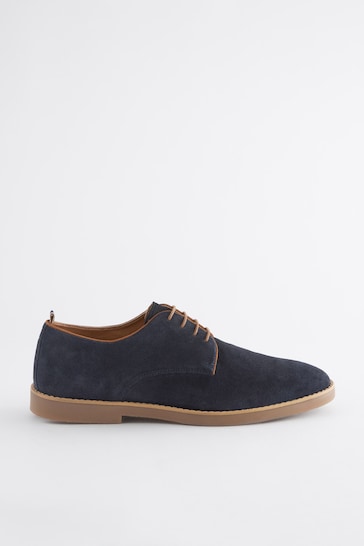 Navy Suede Derby Shoes
