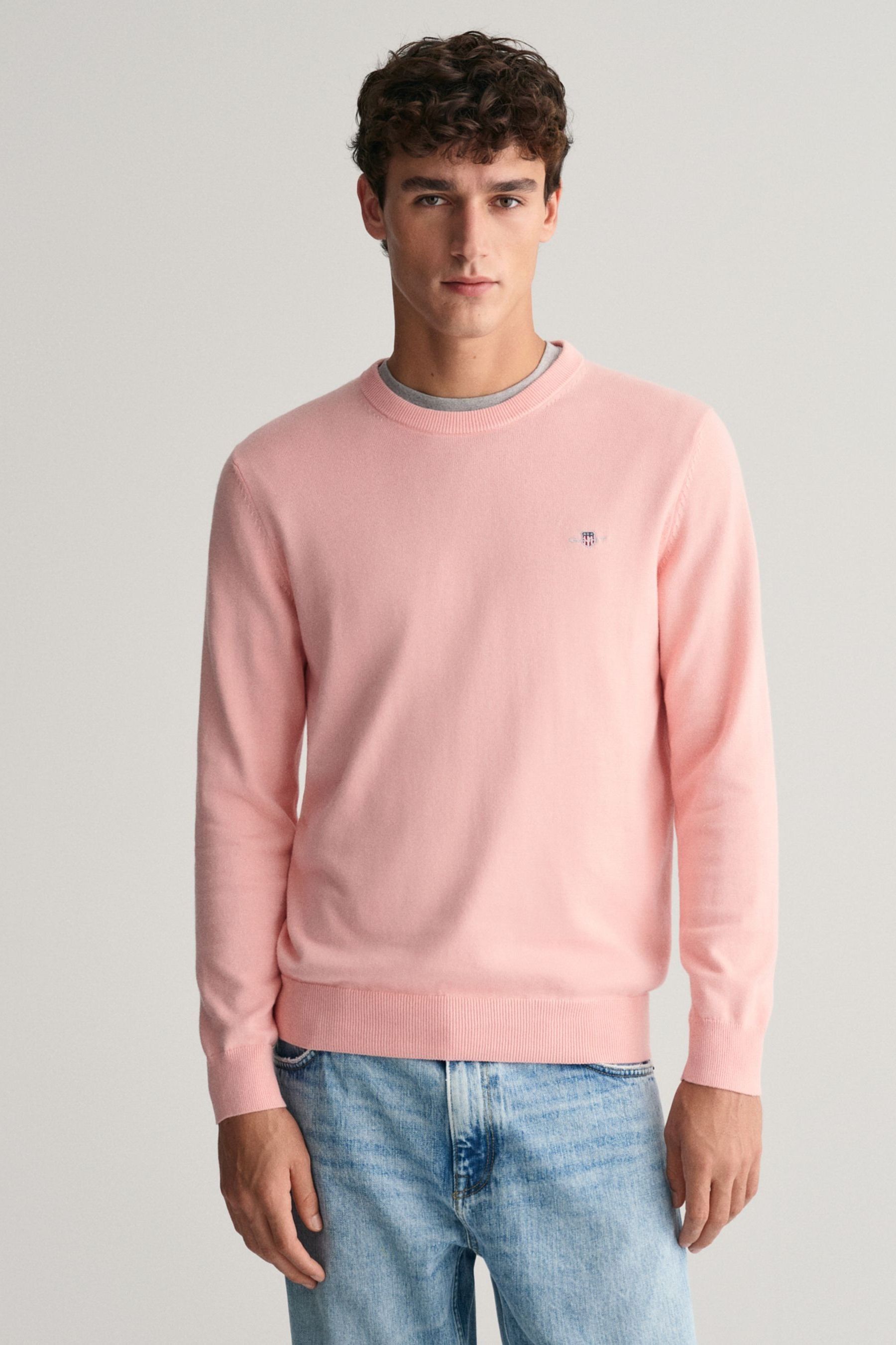 Buy GANT Pink Classic Cotton Crew Neck Jumper from Next Luxembourg