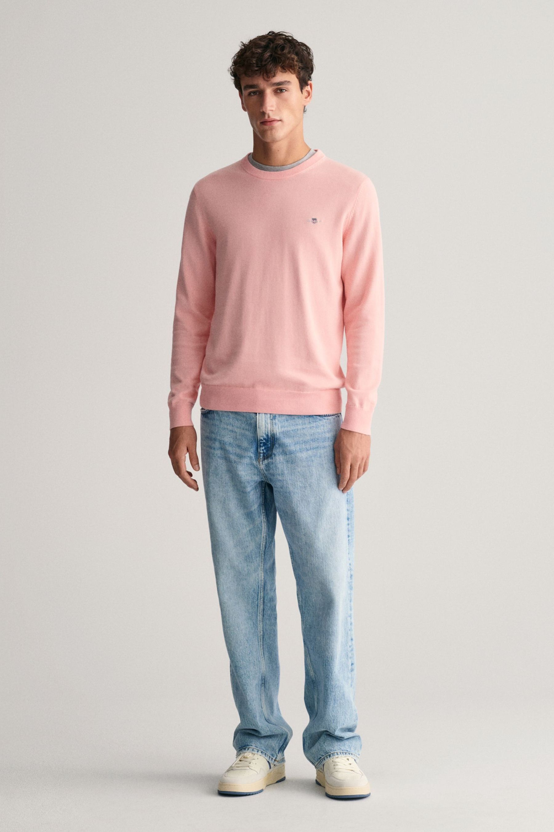 Buy GANT Pink Classic Cotton Crew Neck Jumper from Next Luxembourg