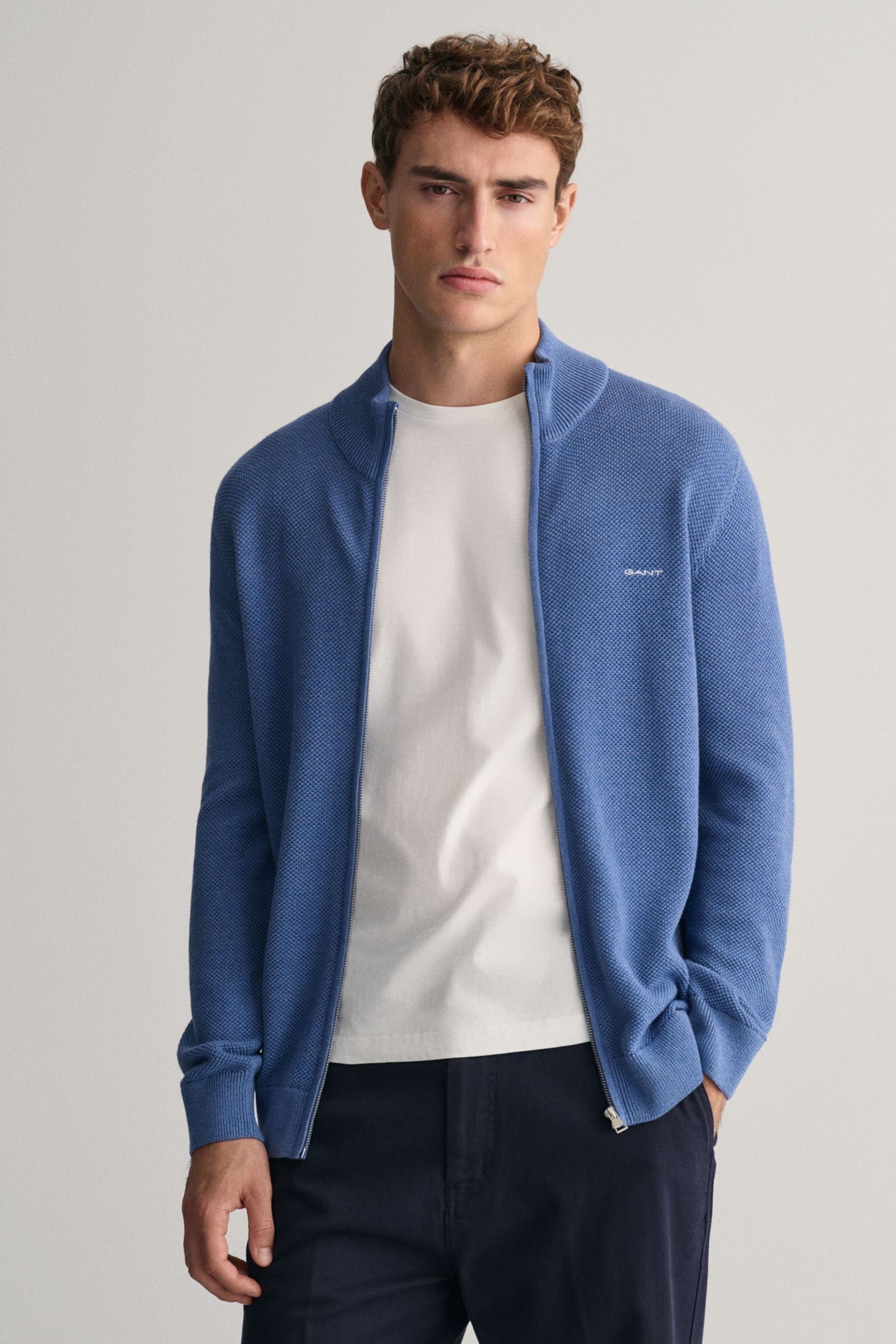 Gant cotton pique cardigan clearance