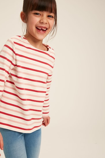 Joules Harbour Pink Striped Long Sleeve Jersey Top